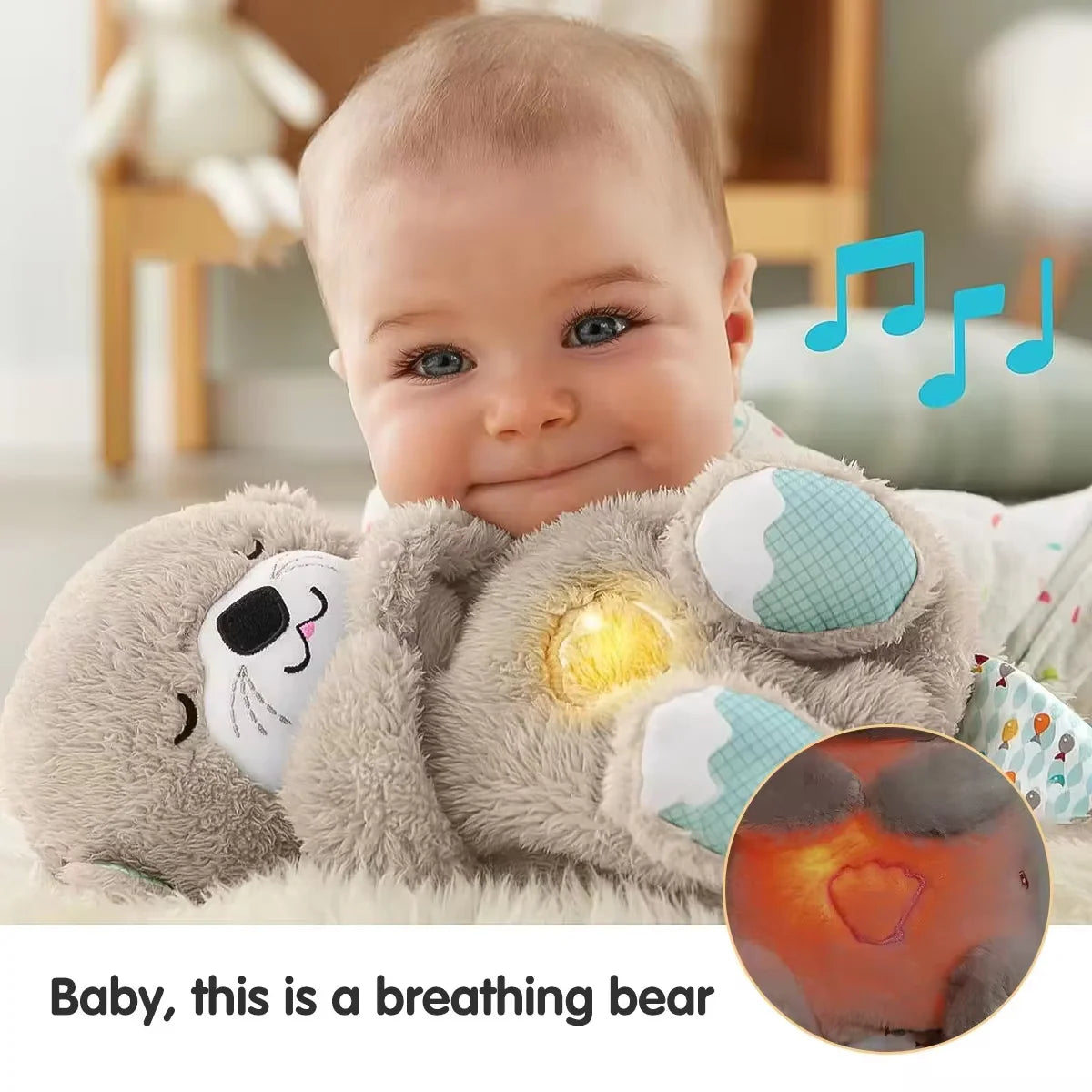 Breathing Teddy Bear with Soothing Music - zestymode