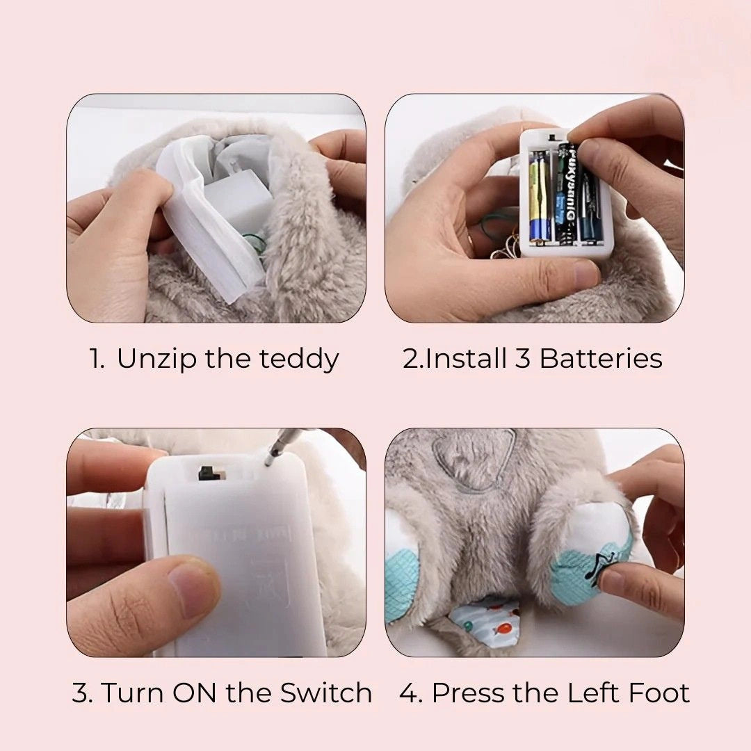 Breathing Teddy Bear with Soothing Music - zestymode